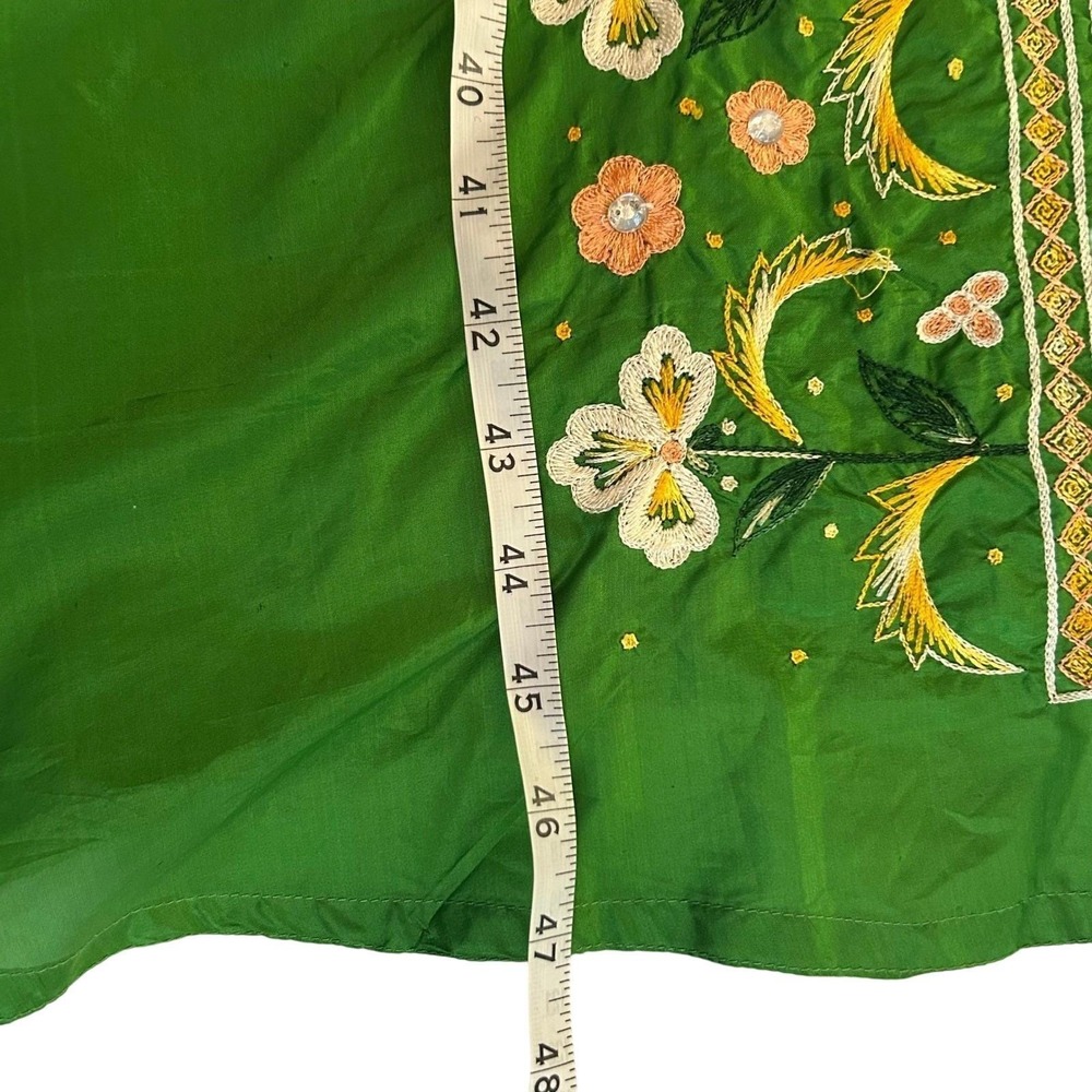 Vintage Embroidered Kaftan Midi Dress Green Good - Picture 9 of 16